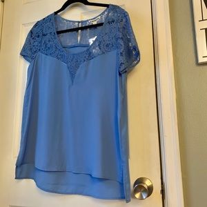 3 for $25! Express Silky Lace Top Baby Blue Blouse